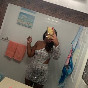 Fashion Nova Sequin one sleeve dress